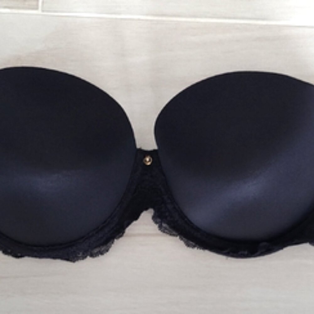 Jennifer Lopez Black Lace Strapless Bra with Convertable Straps Size 36D